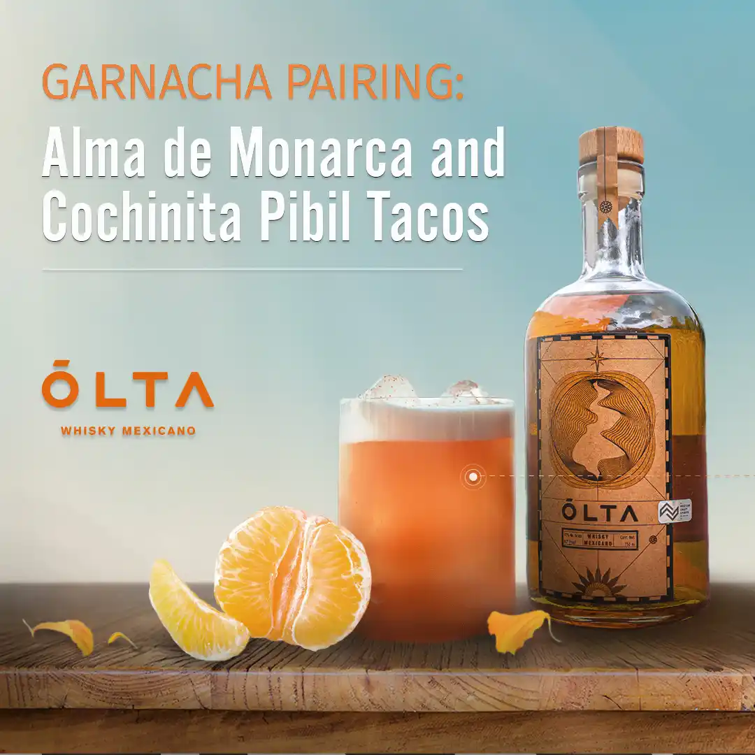 Botella de whisky con información de cómo combinar su sabor con tus platillos favoritos