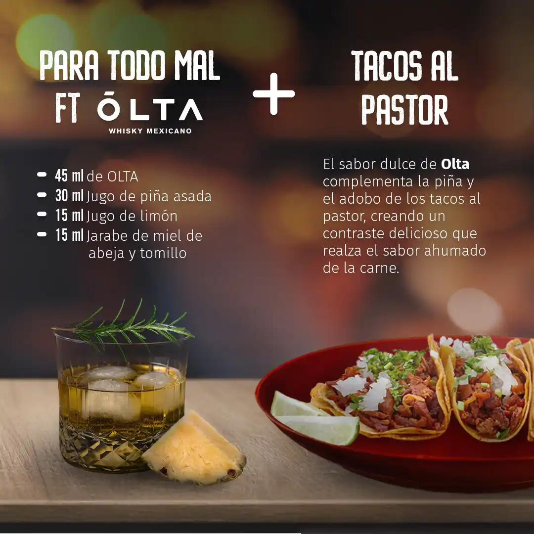 Receta de cocktail de whisky para convinar con tacos al pastor